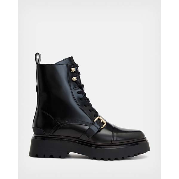 Allsaints Australia Womens Stellar Leather Boots Black/Brass AU69-514